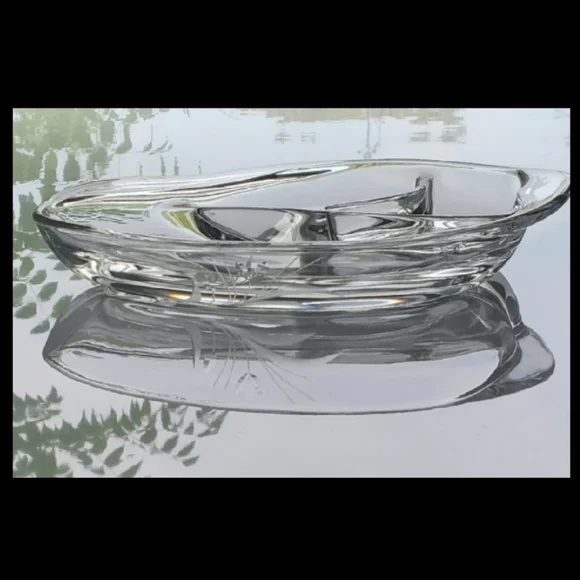 MCM Fostoria "Wheat" 3-part Clear Glossy Serving Dish - Picture 2 of 7